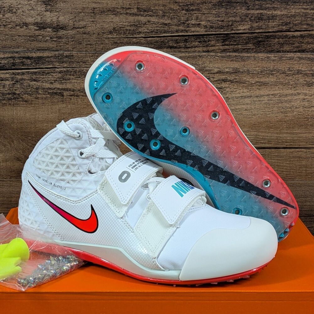 Nike Zoom Javelin Elite 3 Mens 7.5 White Ombre Crimson Throwing Shoes AJ8119-100